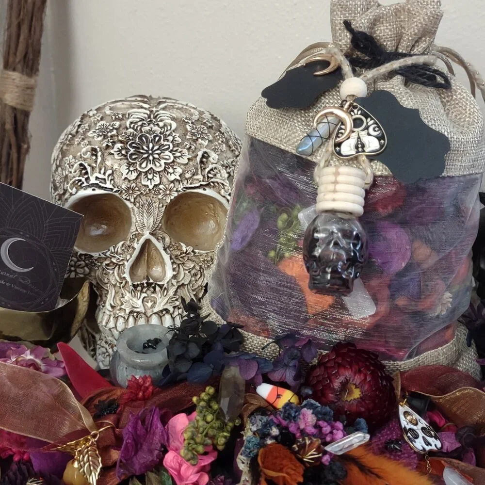 Dragon's Blood Scented Fall Crystal Potpourri Set Halloween Samhain Gift